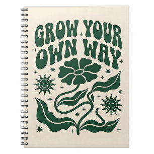 Groei Op Je Eigen Manier Retro Groen Motivatiebo Notitieboek