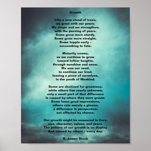 "Groei", origineel gedicht op poster van 8 x 10 in (Voorkant)
