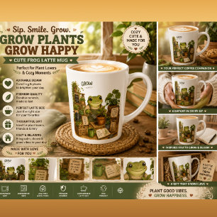 Groei Planten Cute Frog Latte Mok Cottagecore Tu