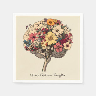 Groei Positieve Gedachten Hersenen Bloemen Stijl T Servet