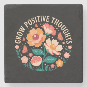 Groei Positieve Gedachten - Inspirerend Bloemen (5 Stenen Onderzetter