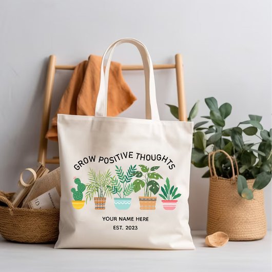 Groei positieve gedachten, mentaal gezondheidsbewu tote bag