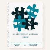 Groei Puzzel Vet en Bright Blauwgroen Life Coach Notitieboek (Voorkant)