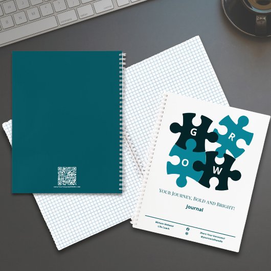 Groei Puzzel Vet en Bright Blauwgroen Life Coach Notitieboek