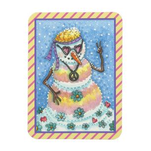 GROEI SNOWMAN PEACE OP AARDE CHRISTMAS MAGNET Rec. Magneet