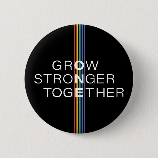 Groei Sterker samen Rainbow Pride Stripe Ronde Button 5,7 Cm (Voorkant)