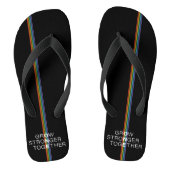 Groei Sterker samen Rainbow Stripe Black Teenslippers (Voetbed)