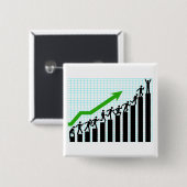 Groei Succes Voortgangs Balk Grafiek Vierkante Button 5,1 Cm (Voorkant /achterkant)