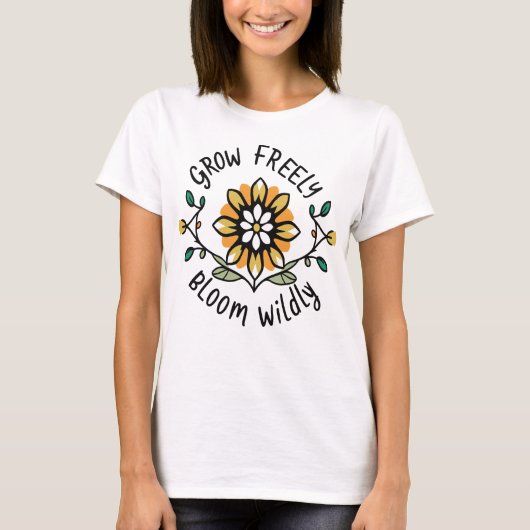 Groei vrij bloeien wild t-shirt (Voorkant)