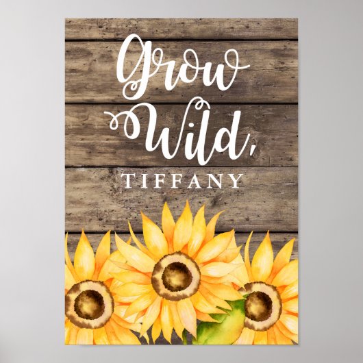 Groei Wild | Zonnebloem Kinderkamer Kunst Poster (Voorkant)