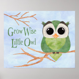 Groei Wise Little Owl Waterverf Effects Poster
