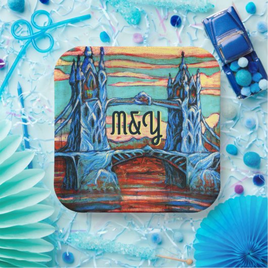 Groeibrug in een fantasiestad Bord (Feest)