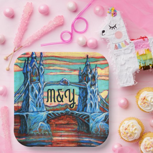 Groeibrug in een fantasiestad Bord (Feest)