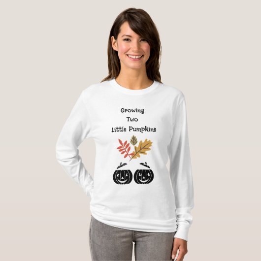 Groeien 2 Little Pumpkins - Twin Mom-to-be Herfst T-shirt (Voorkant volledig)