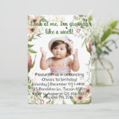 Groeien als een wiet, meisje eerste verjaardag, kaart (Staand voorkant)