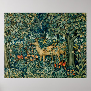 GROEIEN, BOSBOUWDIEREN, DOES, VOGELS POSTER