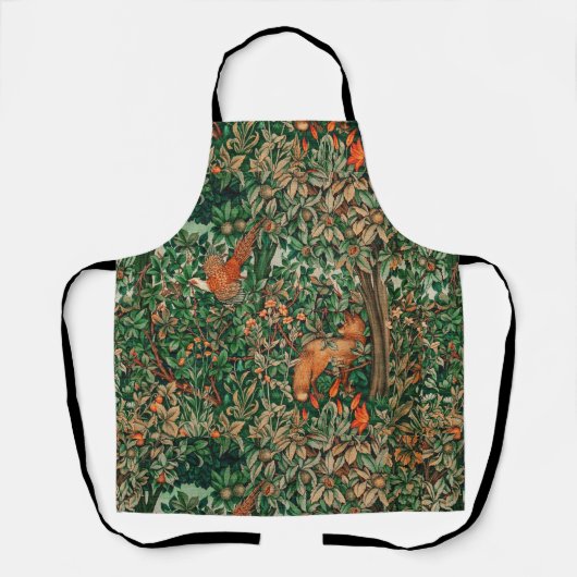 GROEIEN, BOSSTE DIEREN, fazant, vos, groene blader Schort (Voorkant)