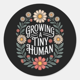 Groeien Een Tiny Human New Mom Dad Zwangerschap Aa Ronde Sticker