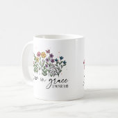 Groeien in Grace Floral Christelijk Quote Koffiemok (Voorkant links)