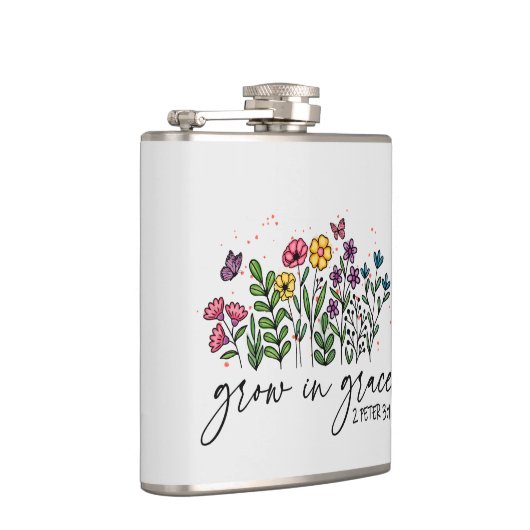 Groeien in Grace – Levendig Bloemen Inspirerend Heupfles (Rechts)