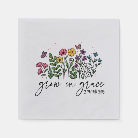 Groeien in Grace – Levendig Bloemen Inspirerend Servet (Voorkant)