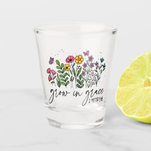Groeien in Grace – Levendig Bloemen Inspirerend Shot Glas