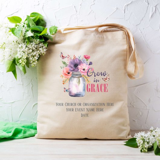 Groeien in Grace Mason Jar Bijbel Zondag School Cu Tote Bag