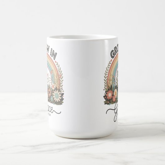 Groeien in Grace Rainbow Floral Christelijk Koffiemok (Center)