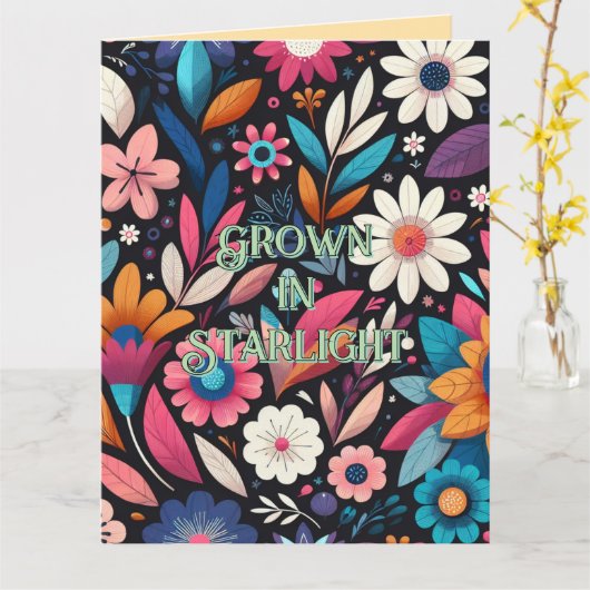 Groeien in Starlight Wenskaart Kaart (Gele Bloem)