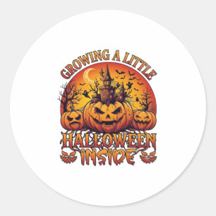 Groeien Kleine Halloween Binnen Pompoenen Geheime Ronde Sticker