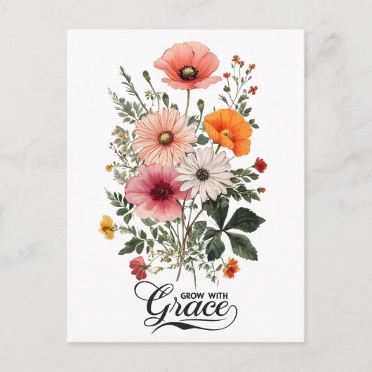Groeien met Grace,  Botanische Bloei Briefkaart (Voorkant)