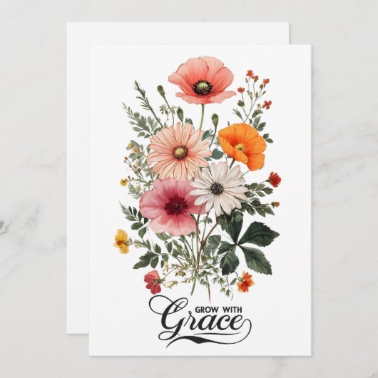 Groeien met Grace,  Botanische Bloei Feestdagenkaart (Voorkant / Achterkant)