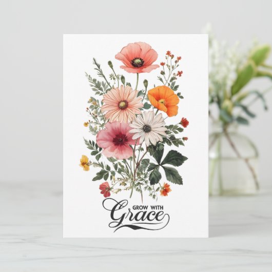 Groeien met Grace,  Botanische Bloei Feestdagenkaart (Staand voorkant)