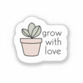 Groeien met Liefde - Minimalistische Plant Sticker (Voorkant)