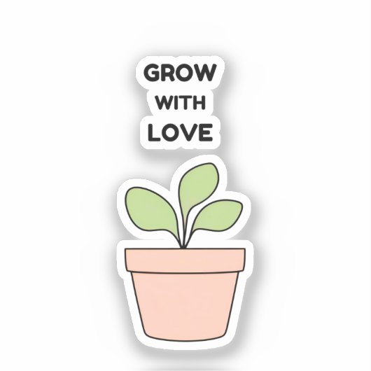 Groeien met Liefde - Minimalistische Plant Sticker (Voorkant)