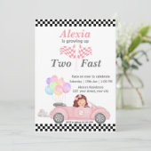 Groeien Twee Snelle Roze Race Auto Meisje 2e dag Kaart (Staand voorkant)