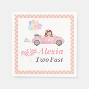 Groeien Twee Snelle Roze Race Auto Meisje 2e dag Servet