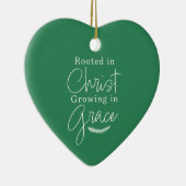 Groeiend in Genade Groen en Wit Hart Kerstmis Keramisch Ornament (Rechts)