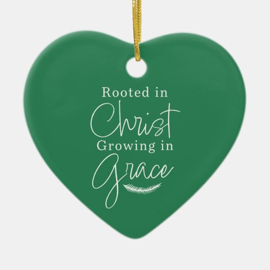 Groeiend in Genade Groen en Wit Hart Kerstmis Keramisch Ornament (Voorkant)