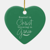 Groeiend in Genade Groen en Wit Hart Kerstmis Keramisch Ornament (Achterkant)