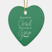 Groeiend in Genade Groen en Wit Hart Kerstmis Keramisch Ornament (Links)