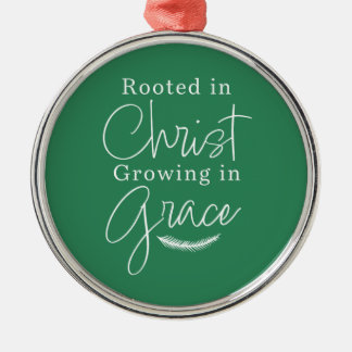 Groeiend in Genade Groen en Wit Rond Kerstmis Metalen Ornament