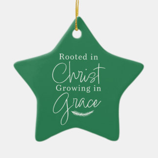 Groeiend in Genade Groen en Witte Ster Kerstmis Keramisch Ornament