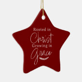 Groeiend in Genade Rood en Wit Ster Kerstmis Keramisch Ornament (Rechts)