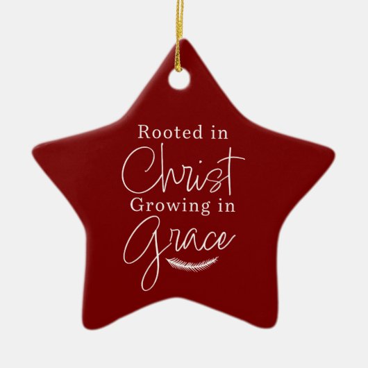 Groeiend in Genade Rood en Wit Ster Kerstmis Keramisch Ornament (Voorkant)