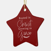 Groeiend in Genade Rood en Wit Ster Kerstmis Keramisch Ornament (Links)