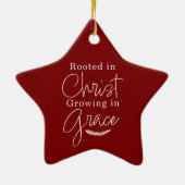Groeiend in Genade Rood en Wit Ster Kerstmis Keramisch Ornament (Achterkant)