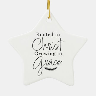 Groeiend in genade Zwart en wit ster Kerstmis Keramisch Ornament