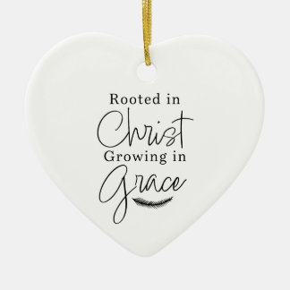 Groeiend in genade zwart-wit hart Kerstmis Keramisch Ornament