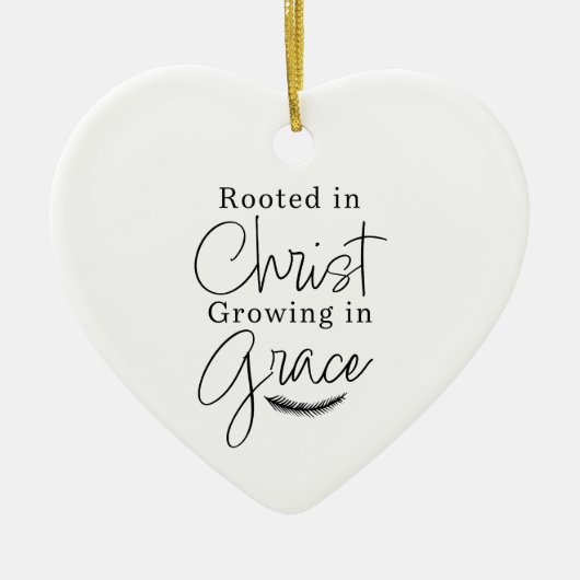 Groeiend in genade zwart-wit hart Kerstmis Keramisch Ornament (Voorkant)